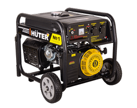 Бензиновый генератор HUTER DY6500LX с колёсами и аккумулятором